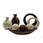Kit Conjunto Enfeite Sala Rack Ceramica  Decorativo Vasinho T
