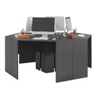 Kit Conjunto Escritório 4 Mesa De Canto Cubic Cinza Caemmun