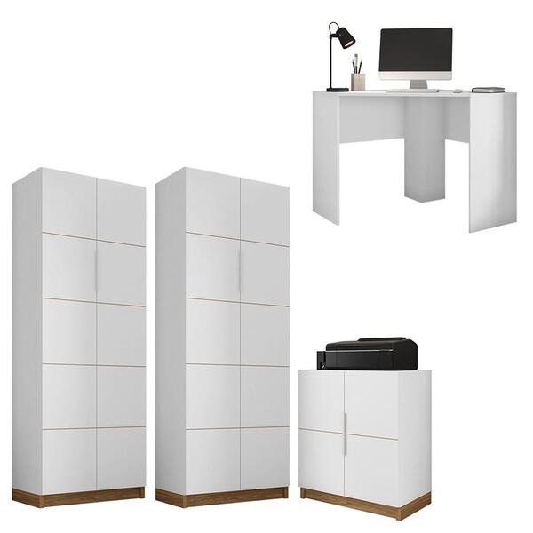 Kit Conjunto Escritório 4 Peças Cubic Branco Caemmun