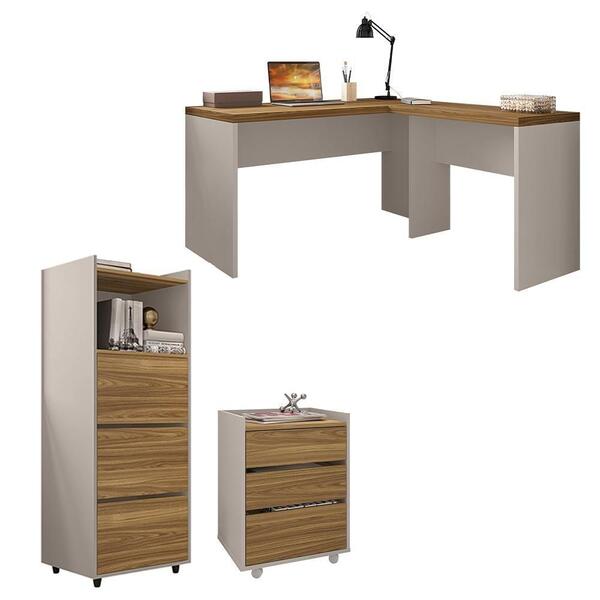 Kit Conjunto Escritório 4 Peças Studio Marrom Caemmun