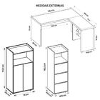 Kit Conjunto Escritório 5 Peças Studio Preto Caemmun