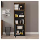 Kit Conjunto Escritório Armário Alto Baixo Mesa Recta Marrom