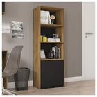 Kit Conjunto Escritório Armário Alto Baixo Mesa Recta Marrom