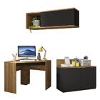 Kit Conjunto Escritório Armário Mesa Nicho Recta Marrom