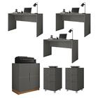 Kit Conjunto Escritório Cubic 6 Peças Cinza Caemmun