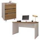 Kit Conjunto Escritório Mesa E Gaveteiro Bege Studio Caemmun