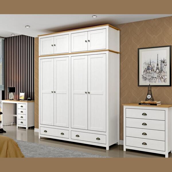 Kit Conjunto Jogo De Quarto Casal Completo Escrivaninha Cômod