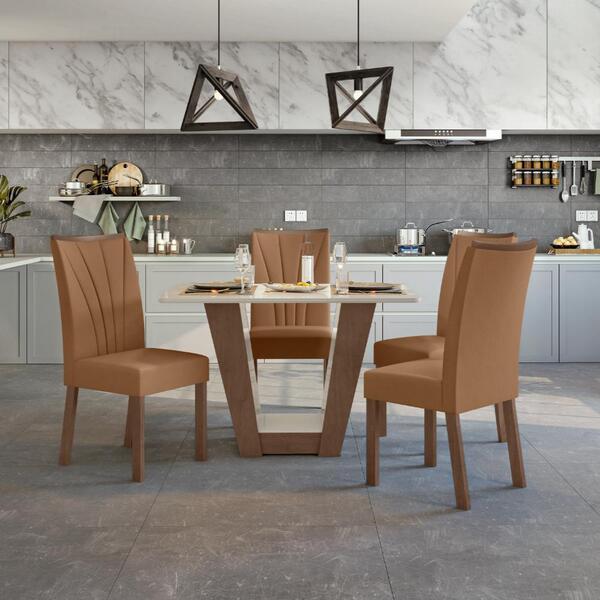Kit Conjunto Mesa 120 Cm 4 Cadeiras Sala De Jantar Cozinha Lo