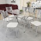 Kit Conjunto Mesa 6 Cadeiras 140 X 80 Cm Sala De Jantar Cozin