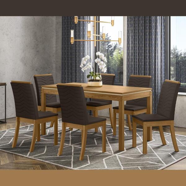 Kit Conjunto Mesa Chan 140 Cm 6 Cadeiras Sala De Jantar Cozin
