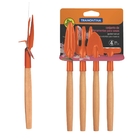 Kit Conjunto Mini Para Jardinagem 4 Peças Cabo Madeira + Luva