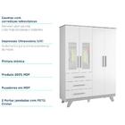 Kit Conjunto Quarto Bebê Berço Guarda Roupa 4 Portas Cômoda 3