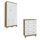 Kit Conjunto Quarto Bebê Guarda Roupa Infantil 3 Portas Gavet