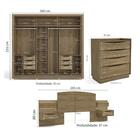 Kit Conjunto Quarto Guarda Roupa 3 Portas Espelho Cômoda 4 Ga