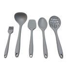 Kit Conjunto Utensílios Silicone Cinza Grey Mimo 5pçs
