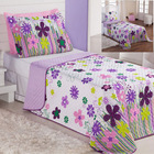 Kit Coordenado Cobre Leito Com Lençol Solteiro Alegria Lilás