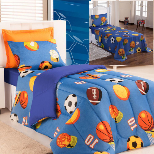 Kit Coordenado Edredom Com Lençol Solteiro Alegria - Azul - 1