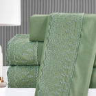 Kit Coordenado Grécia Cobre Leito + Jogo De Cama Queen Bordad