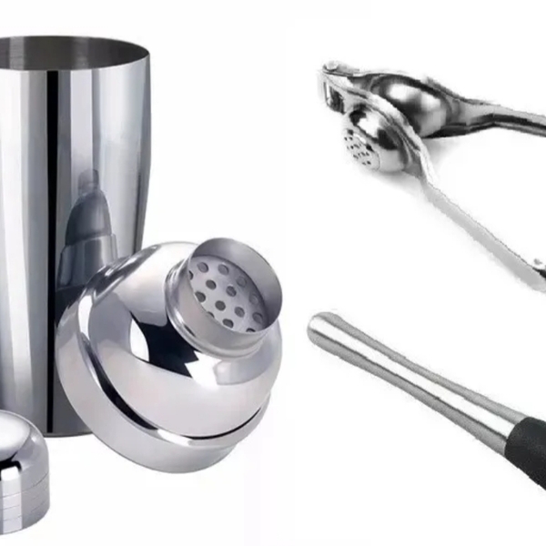 Kit Coqueteleira Com 3 Peças Em Aço Inox 750 Ml. Unyhome