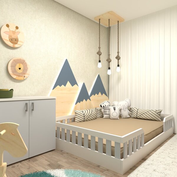 Kit Cori Com Cama Casal E Armário Baixo Montessoriano Branco/