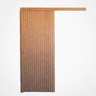 Kit Correr com Folha de Porta Ripada Carvalho York 2,10x0,82m e Fechadura Completa Moldurama