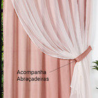 Kit Cortina C/ Capas De Almofadas Kiara Rosê C/ Voil 3 00m X