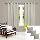 Kit Cortina E Capa Almofada Rustica 1,80altx 2,70l Creme