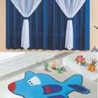 Kit Cortina Filó 2 Metros + Tapete Avião - Turquesa