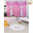 Kit Cortina Jessica + Tapete Bebe Nuvem - Rosa - Varão Brinde