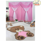 Kit Cortina Jessica + Tapete Bebe Ursa - Rosa - Varão Brinde