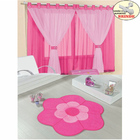 Kit Cortina Juvenil + Tapete Margarida - Pink - Varão Brinde