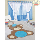 Kit Cortina Juvenil + Tapete Urso Baby - Turquesa - Varão Bri