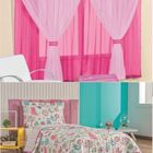 Kit Cortina Juvenil Quarto Menina + Colcha Matelada + Tapete