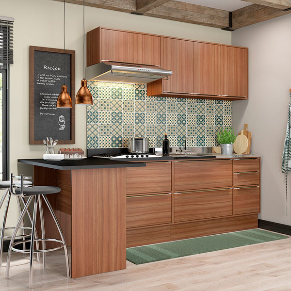 Kit Cozinha 07 Pecas 5455r Calabria Balcao Pia Sem Tampo Multimoveis Nogueira Leroy Merlin