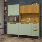 Kit Cozinha 10 Portas 2 Gavetas - Jean-cinamomo/verde Menta -