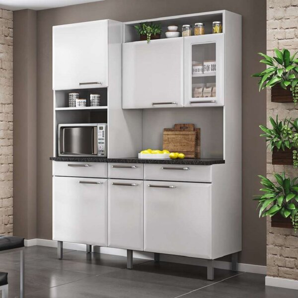 Kit Cozinha 155cm Com 6 Portas 3 Gavetas Regina Itatiaia Bran