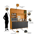 Kit Cozinha 180cm 9 Portas 1 Gaveta Núria Freijo/ripado/grafi