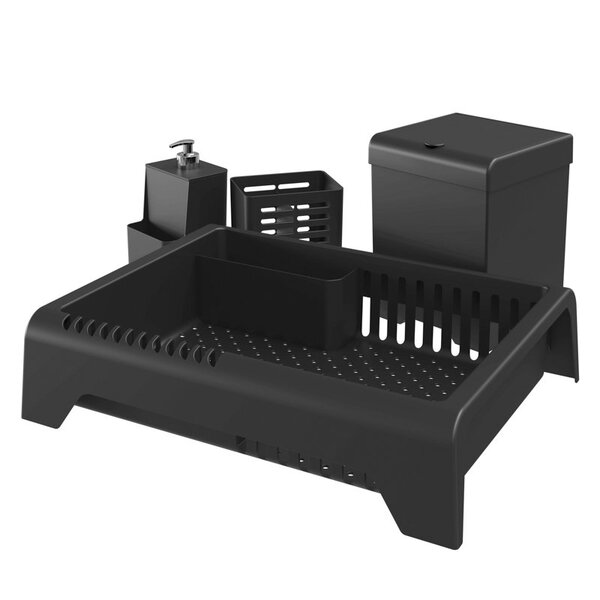 Kit Cozinha 4 Peças Escorredor Lixeira Porta Talher Dispenser