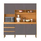 Kit Cozinha 4 Portas 3 Gavetas Beatriz Carvalho Americano/ Gr