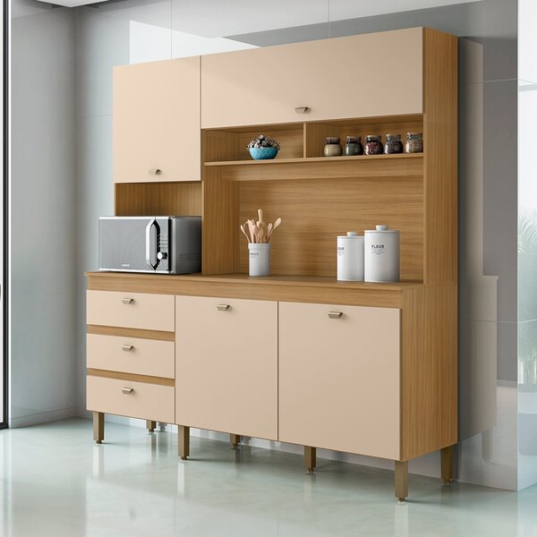 Kit Cozinha 4 Portas 3 Gavetas Beatriz Carvalho Americano/ Of