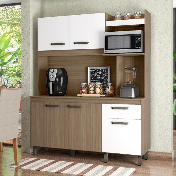 Kit Cozinha 5 Portas 1 Gaveta Beaumont Carvalho Branco