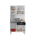 Kit Cozinha 6 Portas 1 Gaveta Aberdeen Branco Preto