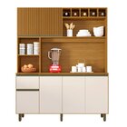 Kit Cozinha 6 Portas 1 Gaveta Alice Freijo/ Ripado/ Off Aceti