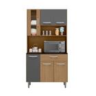 Kit Cozinha 6 Portas 1 Gaveta Glasgow Carvalho Grafite