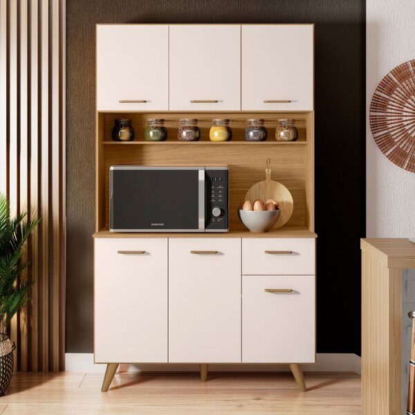 Kit Cozinha 6 Portas 1 Gaveta Livia Freijo Uv/ Off Acetinado