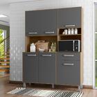 Kit Cozinha 6 Portas 1 Gaveta Recife Carvalho Grafite