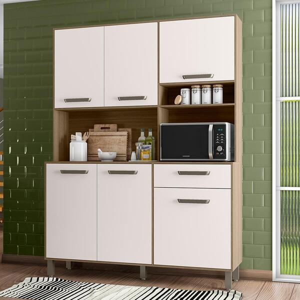 Kit Cozinha 6 Portas 1 Gaveta Recife Carvalho Off-white