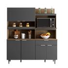 Kit Cozinha 6 Portas 1 Gaveta Rockhampton Carvalho Grafite