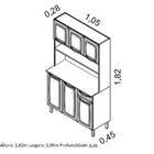 Kit Cozinha 6 Portas 1 Gaveta Rose Itatiaia Branco/preto