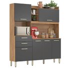 Kit Cozinha 6 Portas 2 Gavetas Select Amêndola Touch/grafito